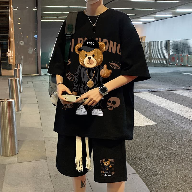 Men's Short Sleeve T-Shirt Casual Sportswear Set Summer Shorts Youthful Stylish Matching Summer Outfit