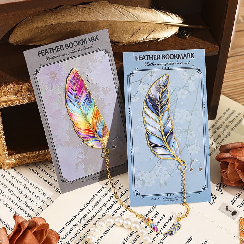 Feather bookmarks, high-end, exquisite and exquisite metal bookmarks, high-value classical cultural and creative souvenirs, student teacher gifts
