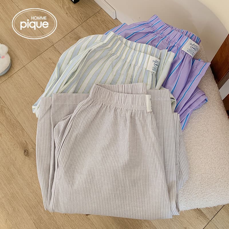 Striped Pajama Pants for Fall/Winter, Home Wear in Heated Rooms, Casual Loose Straight-Leg Pants for Women, Suitable for Lounging and Outdoor Wear