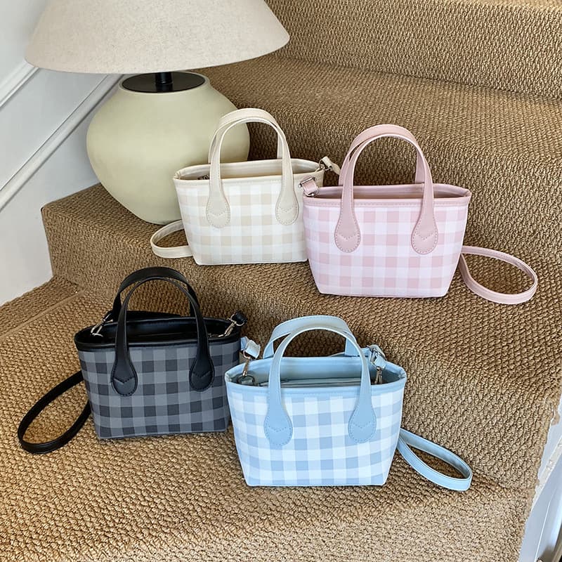 Korean Retro Contrast Plaid Handbag for Women 2025 Autumn New Style Fashion Casual Versatile Shoulder Crossbody Bag