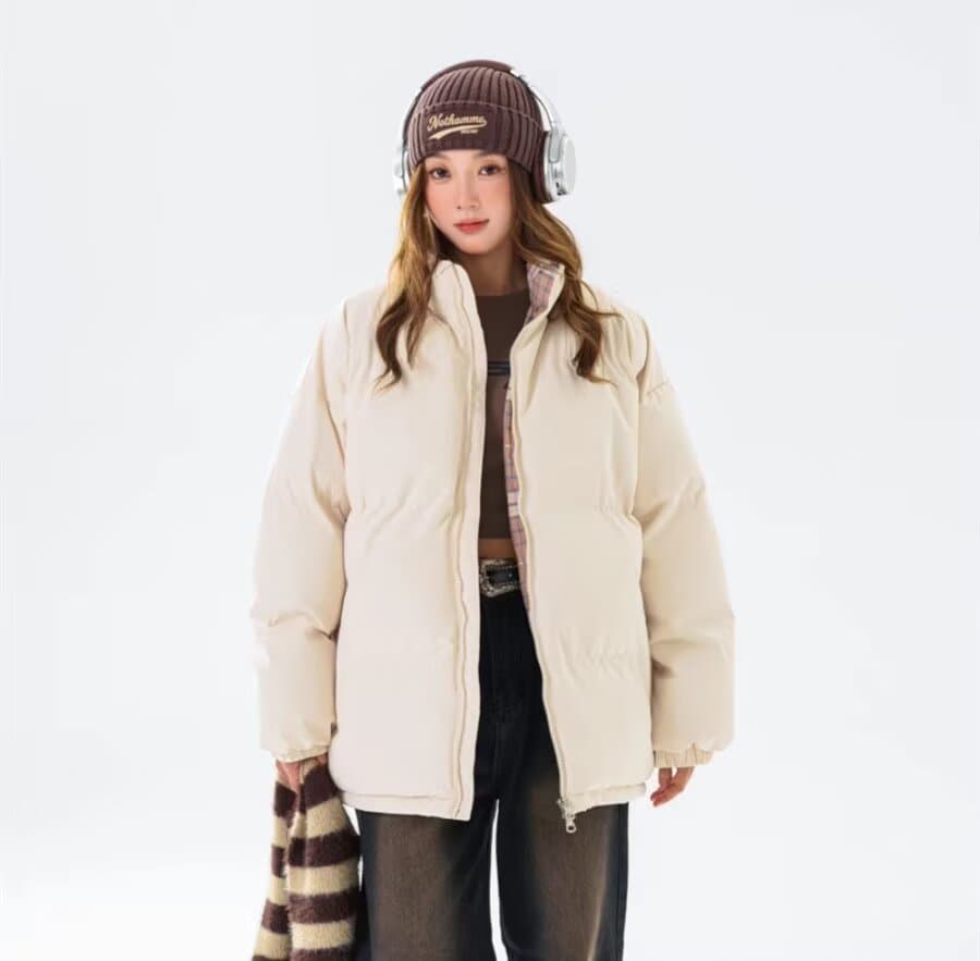 Designed Plaid Cotton Coat for Petite Women 2025 New Thick Puffer Jacket Couples Cotton Outerwear Women's Clothing
