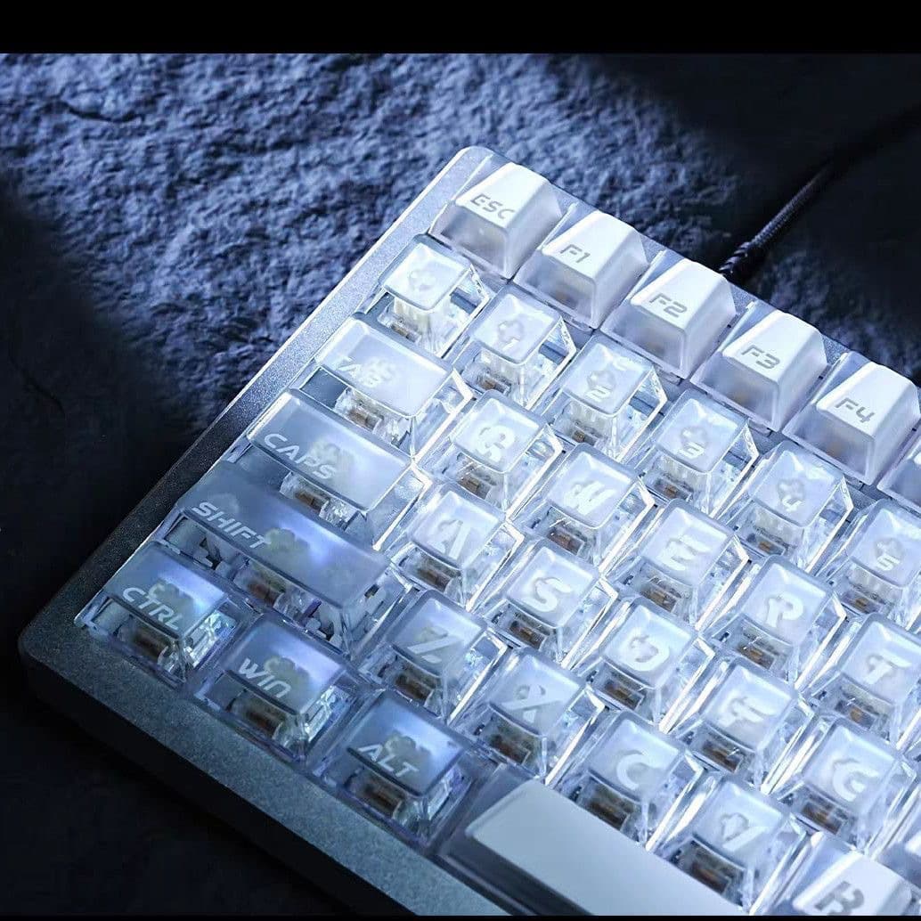 Prism two-color translucent keycap MDA height PC material personalized customized mechanical keyboard keycap white
