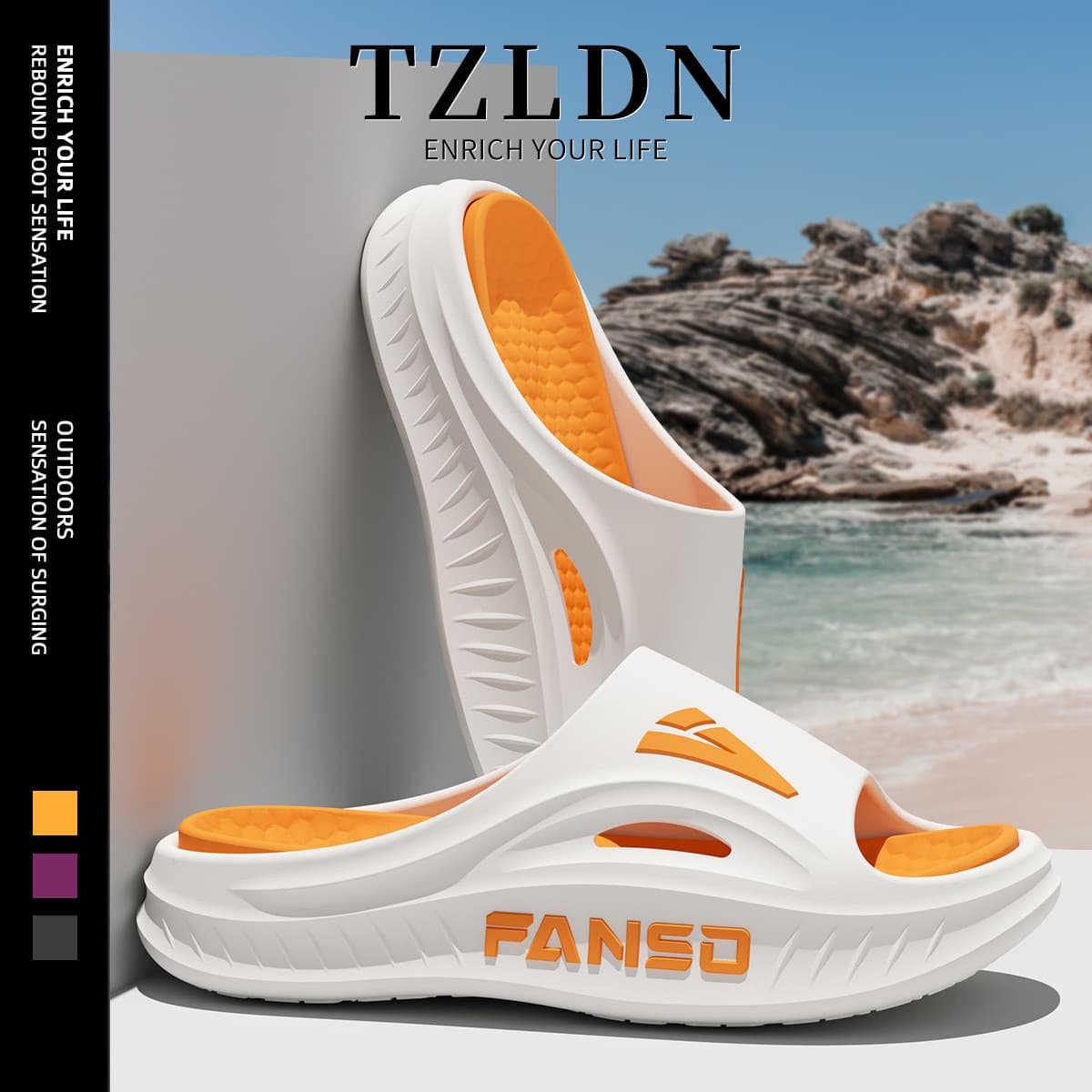 Lidani Sports Color Block Slippers Men's Indoor Home Use Thick Bottom Anti-Slip Bathroom Outdoor Wear Breathable Wearable