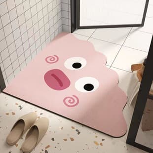 Cartoon Diatom Mud Bathroom Mat, Water-Absorbent, Non-Slip Door Mat, Toilet Bathroom Floor Mat, Cute Irregular Shaped Rug