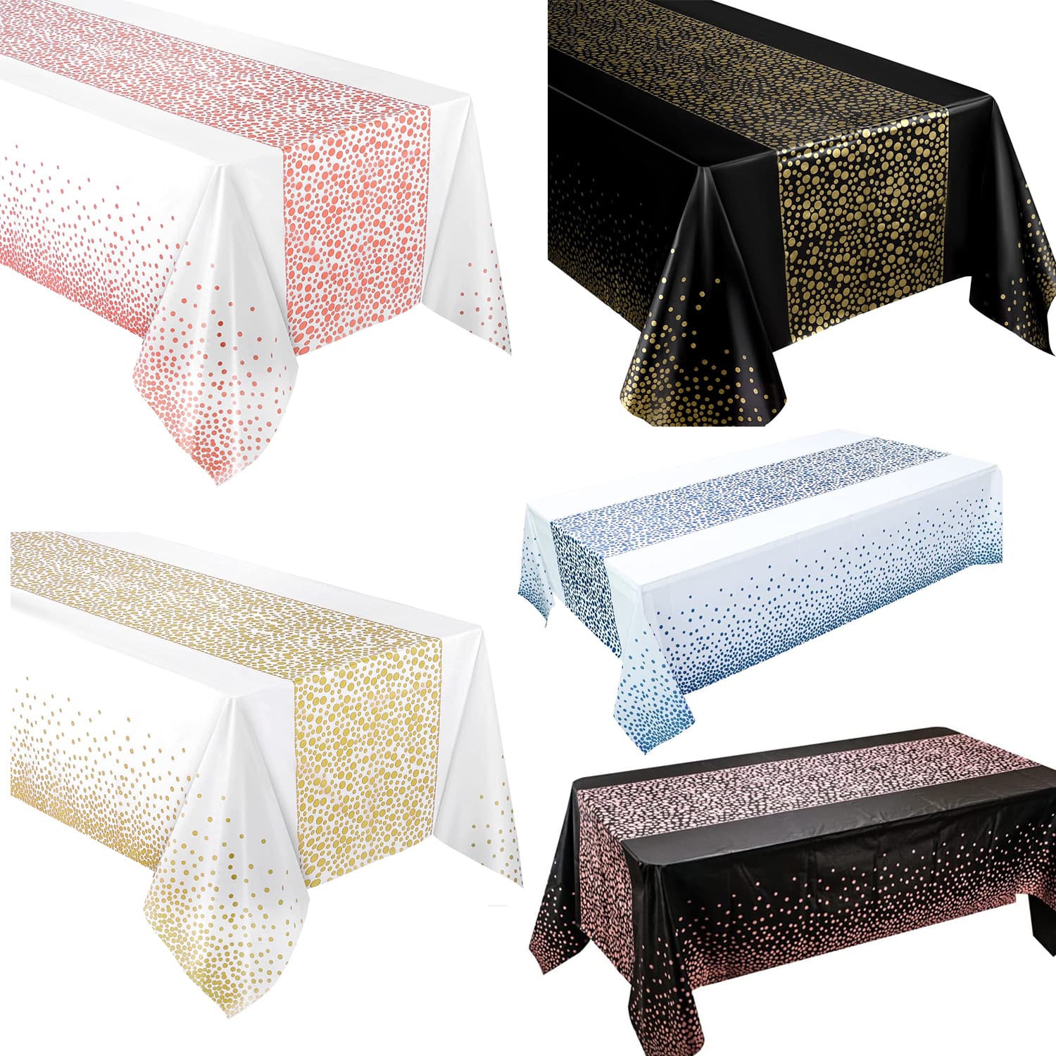 Disposable Plastic Tablecloth Foil Polka Dot Design Waterproof Oil Resistant Ideal For Parties Events