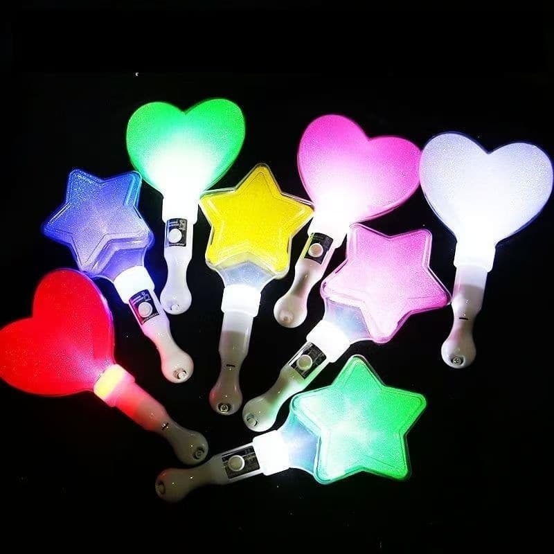 Heart Glow Sticks Wholesale Concert Star Light Up Cheer Sticks Five-Pointed Star Heart Glow Sticks Custom Logo Printing