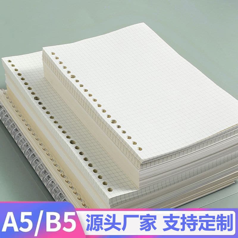 Loose-leaf Refill Paper 20-Hole Memo Notebook B5 Blank Notebook 26-Hole A5 Lined Inner Pages Wholesale