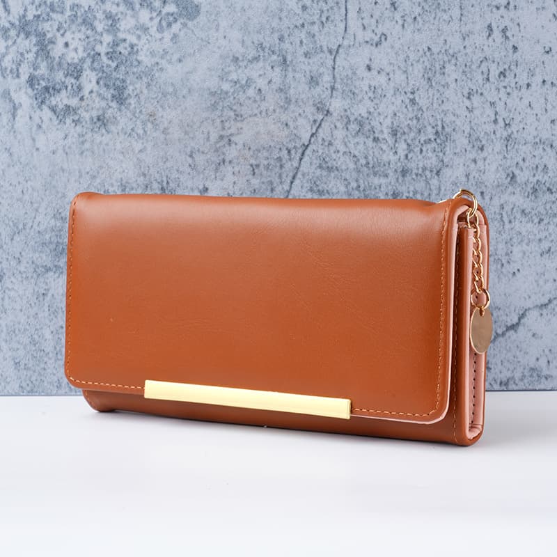 Women's wallet Korean style long solid color bifold bag with extra card slots clutch bag solid color coin purse wholesale