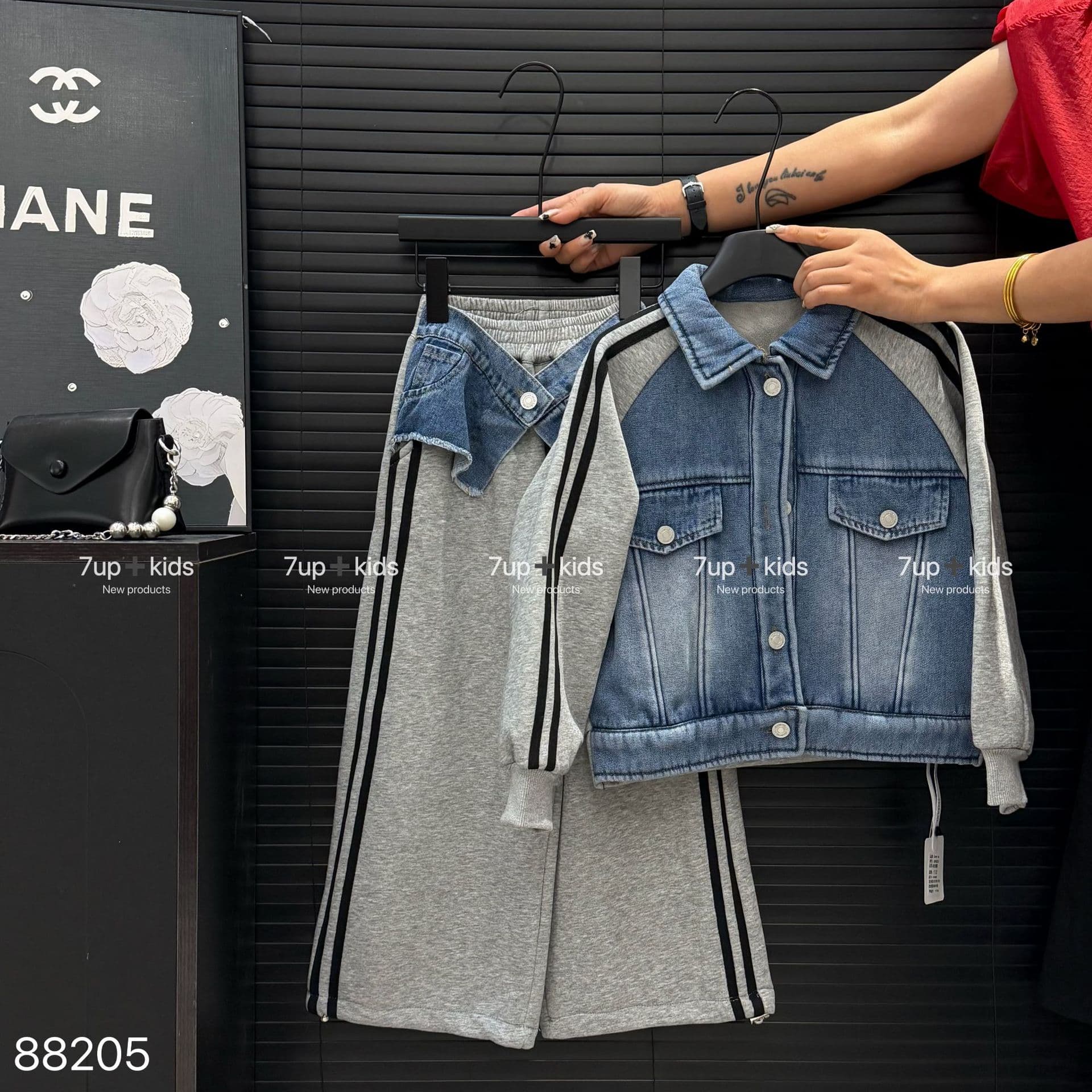Boys Girls Winter Thickened Set Big Kids Knit Denim Jacket Wide-Leg Pants Two-Piece Set Zhili Kids Clothing
