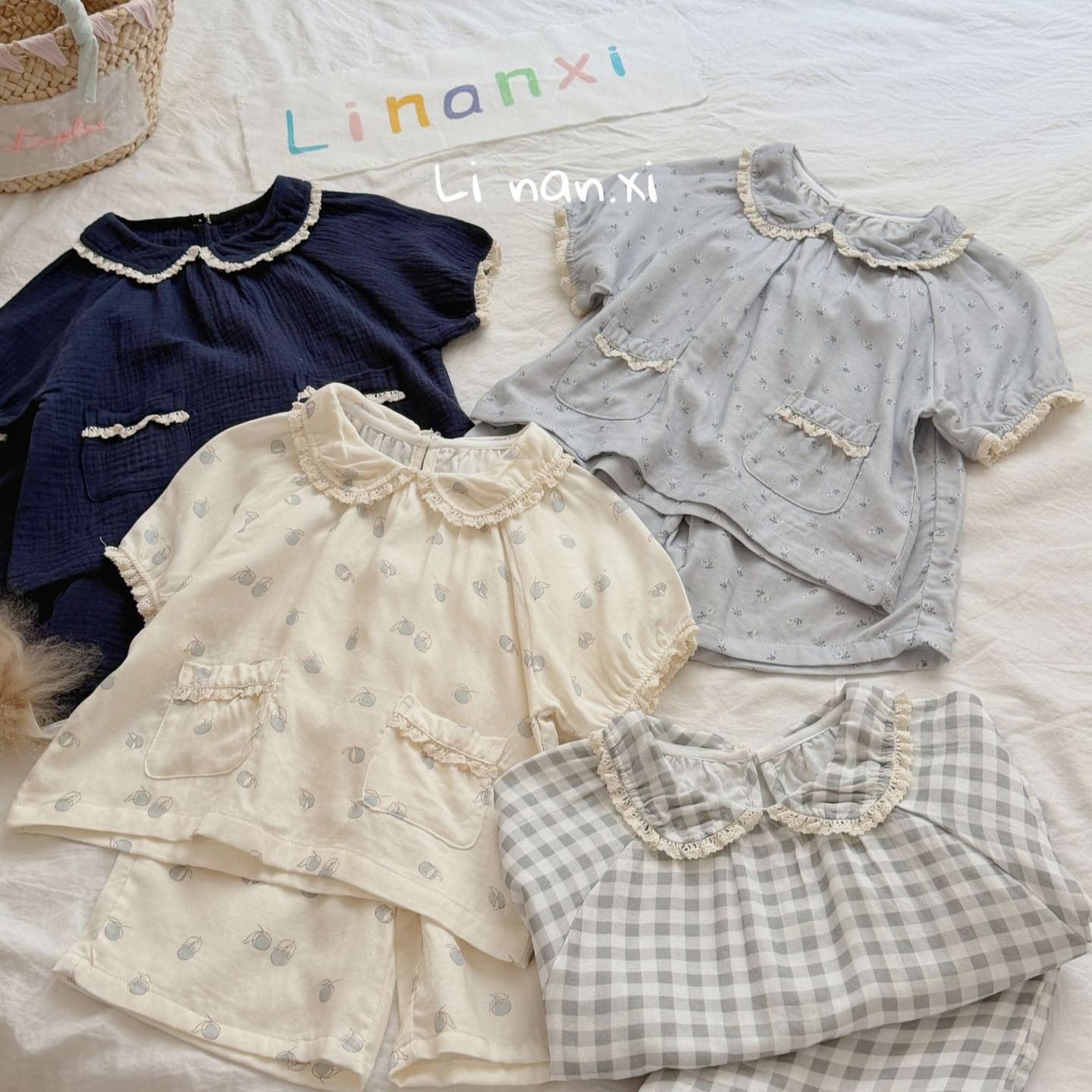 87012 Girls' Homewear Set Class A 2026 Summer New Style Girls' Pajama Set Breathable Moisture-Wicking Thin