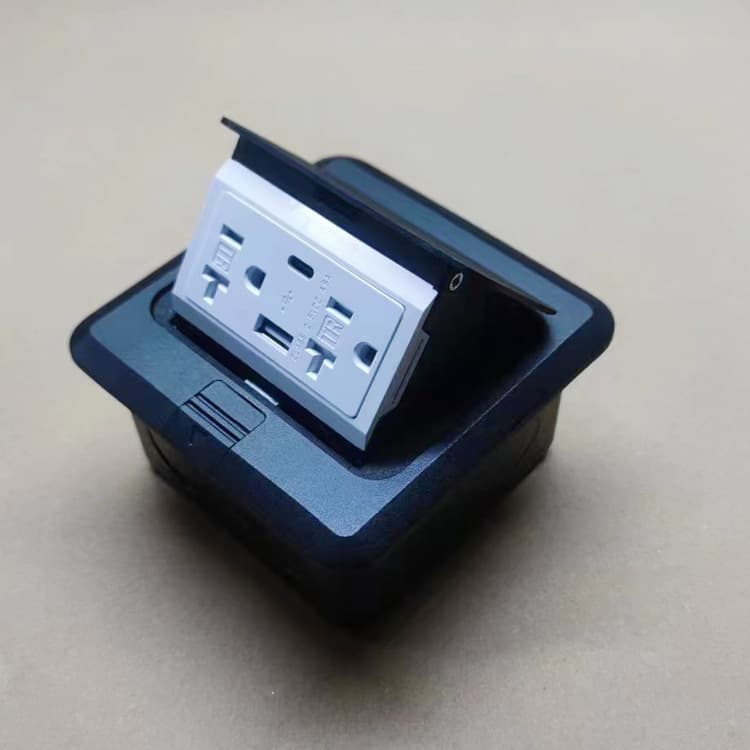 Pop-Up Embedded 20A American Standard Power Outlet USB Type-C Socket US TR Tamper-Resistant Floor Socket