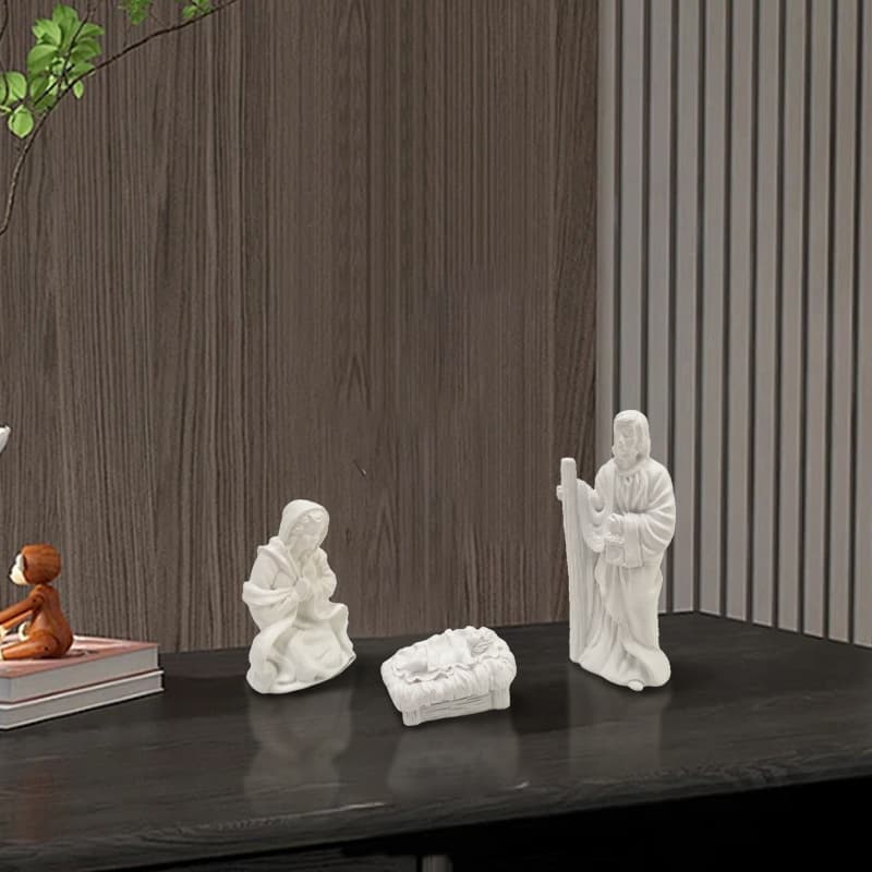 Cross-border Export New European Style Creative Family of Three Christmas Manger Set Nativity Scene Home Decoration Figurine