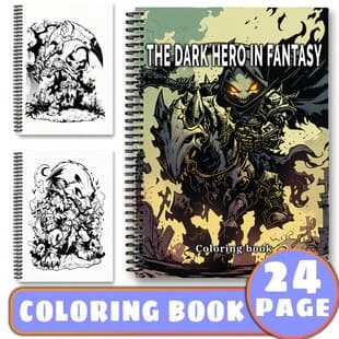 New Hot Selling Cross-Border A4 Dark Hero Coloring Book, Spiral Coil Coloring Book for Adults, Stress Relief Doodle Drawing Book
