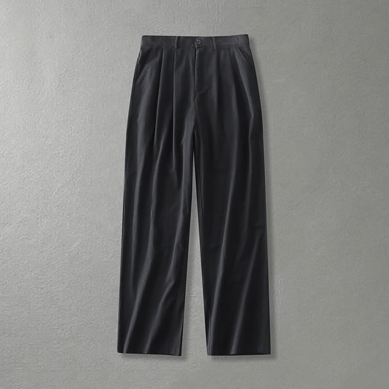 Men's Cotton Linen Pants Autumn Loose Straight Wide Leg Casual Trousers Solid Color Linen Sweatpants