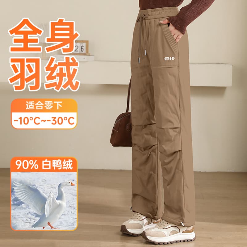 Down pants women's outer wear three-proof plus velvet thickened Northeast zero-degree windproof snow pants ski cold-proof thickened cotton pants winter