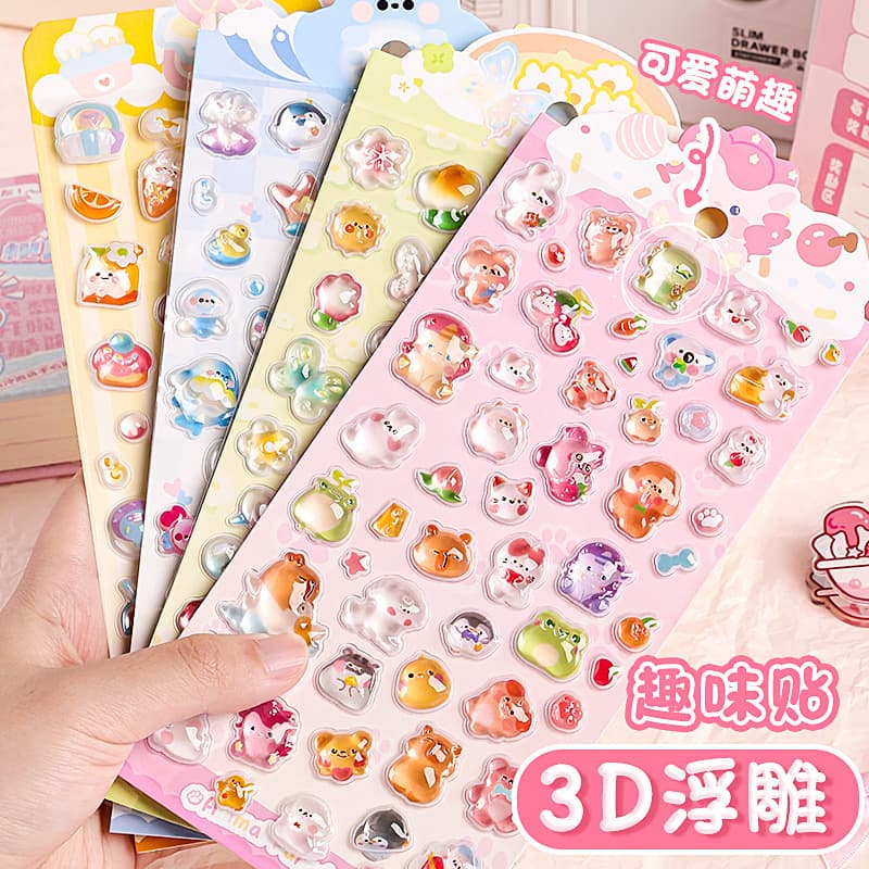 Embossed cartoon stickers 3D three-dimensional nail art patches cute girl decorative nail stickers children waterproof diy stickers