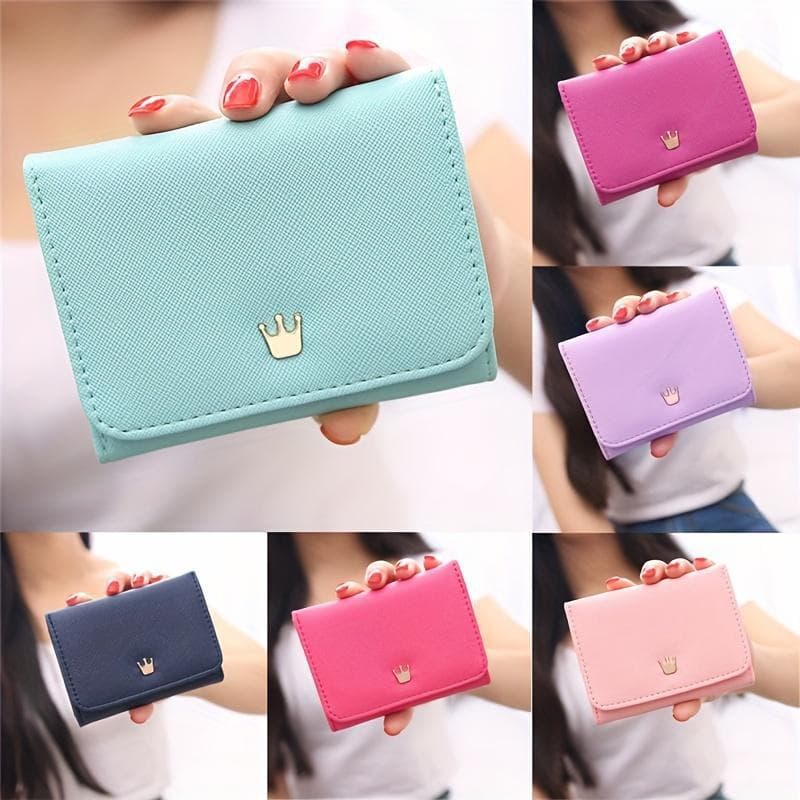 Cute Crown Decor Trifold Wallet For Women PU Leather