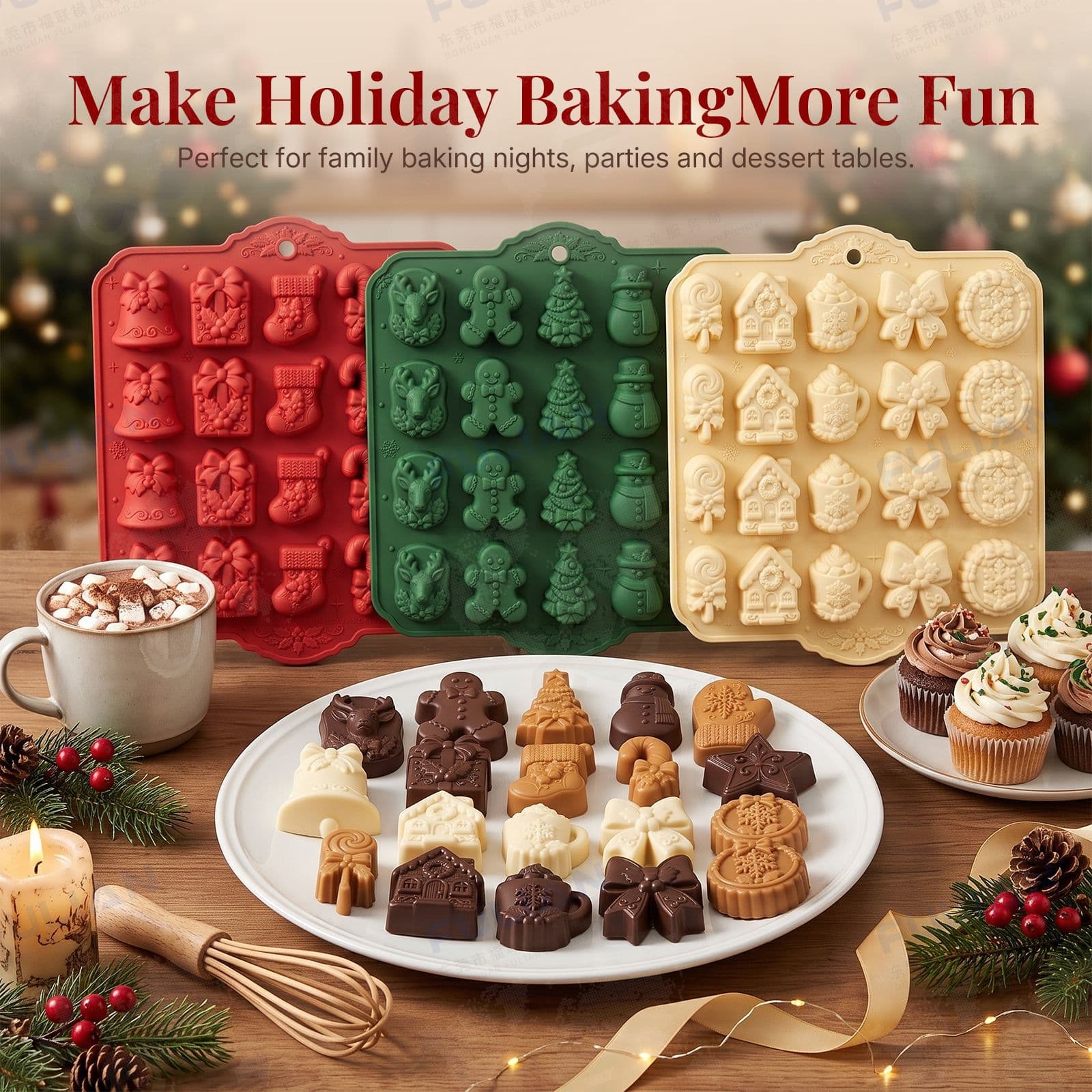 Cross-Border New 20-Piece Christmas Full Series Cookie Molds Multi-Shape Christmas Mousse Mold Chocolate Set