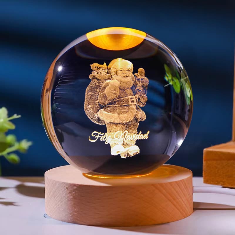 Manufacturer Wholesale Christmas Series Glowing 3D Crystal Ball Desktop Ornament Night Light, Gift for Friends, Blind Box Birthday Present