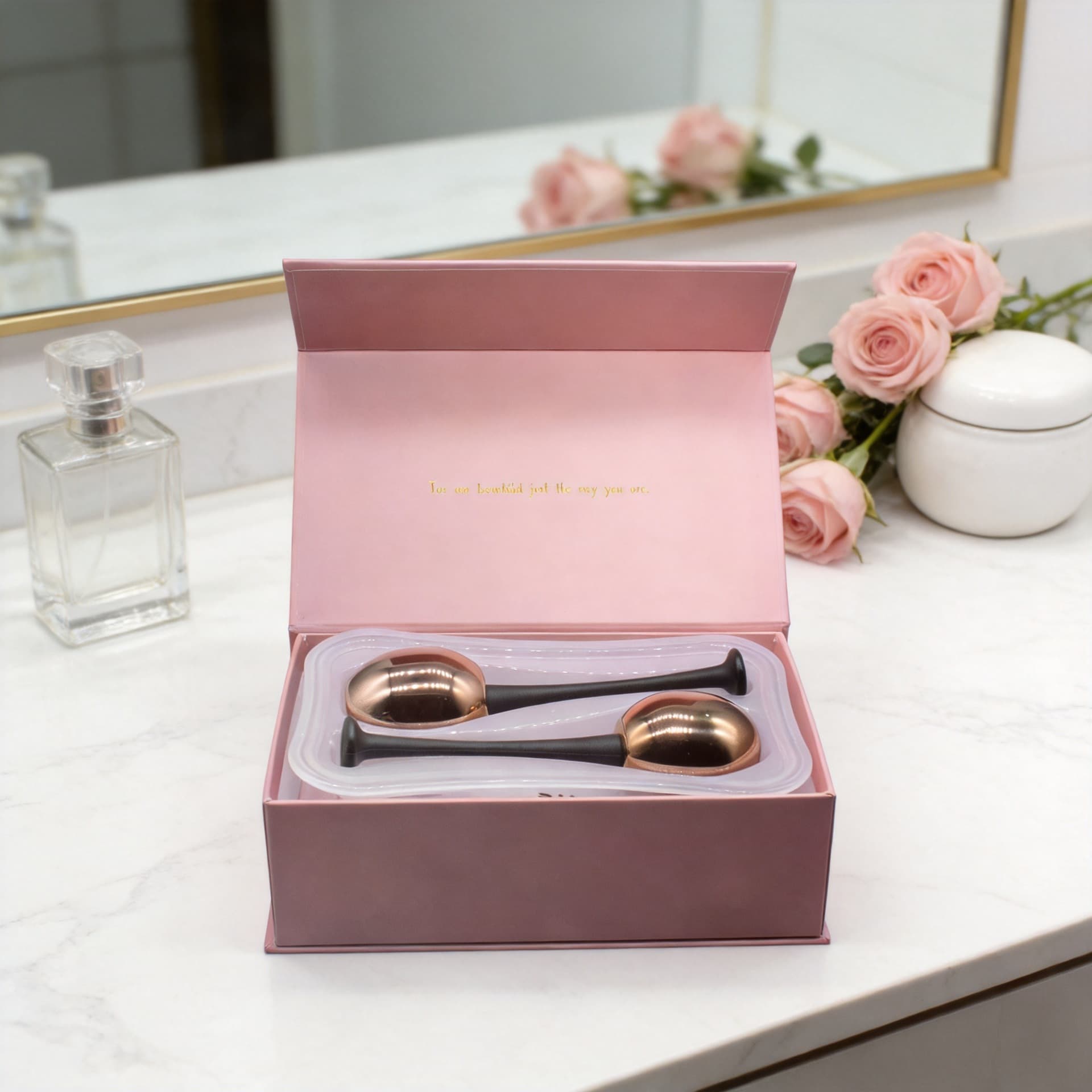 Facial skin care freezing tool Rose gold stainless steel facial massage stick Stainless steel ice wave ball