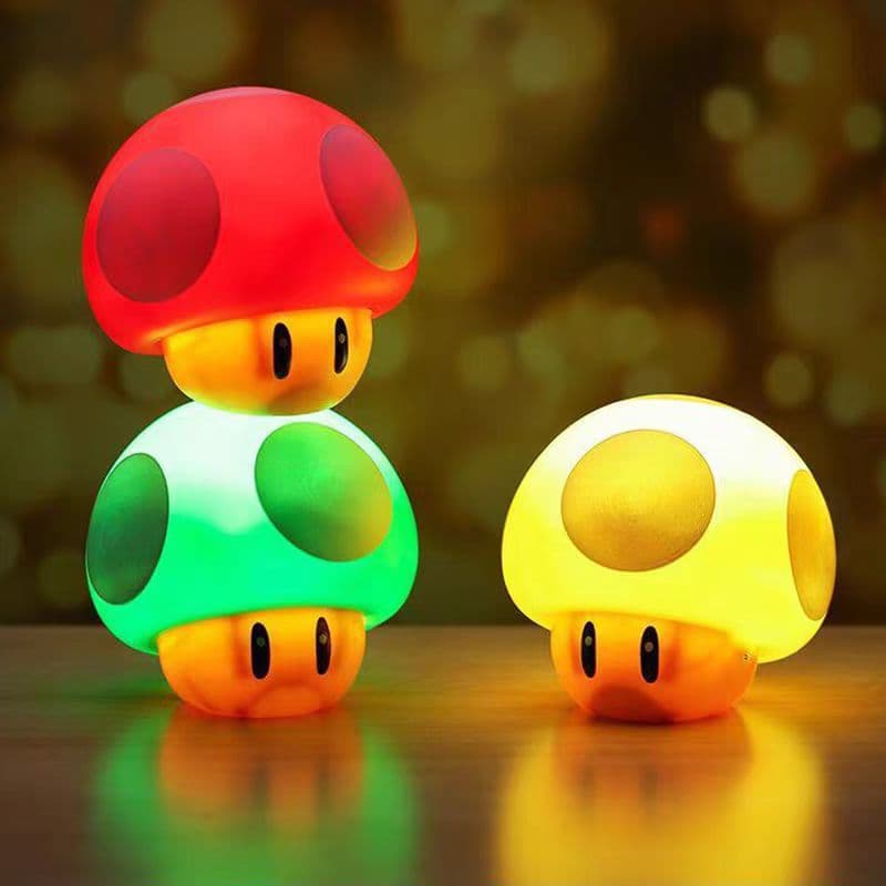 Mario Super Mushroom Night Light Computer Desk Gaming Desktop Decoration Ambiance Light