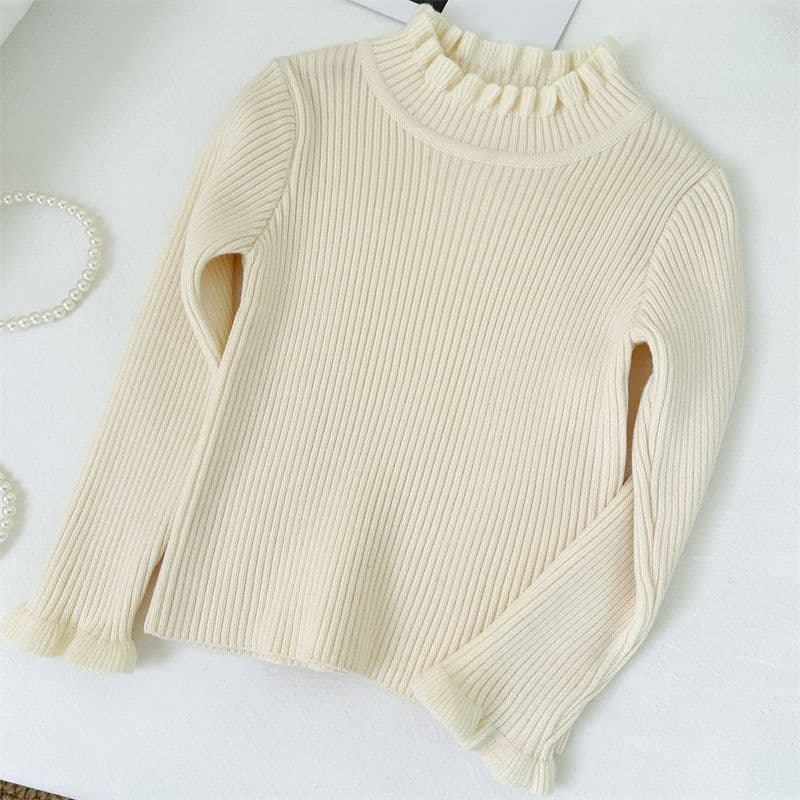 New 2024 Winter Korean Style Versatile Sweater Solid Color Baby Women's Casual High Elasticity Base Sweater Trendy