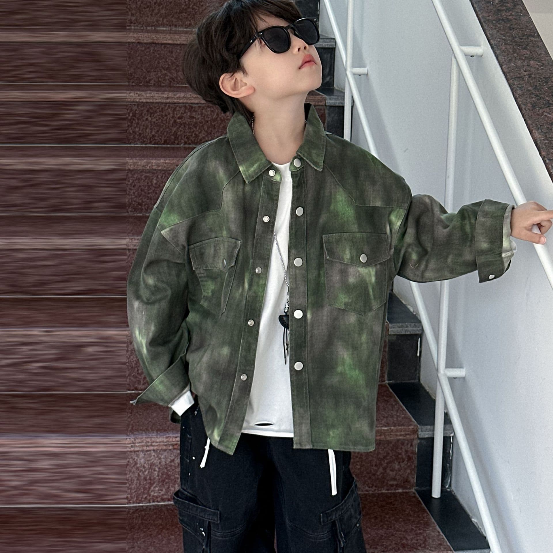Boys Denim Jacket Spring/Fall 2025 New Loose Cool Top for Kids Autumn Clothing Trendy