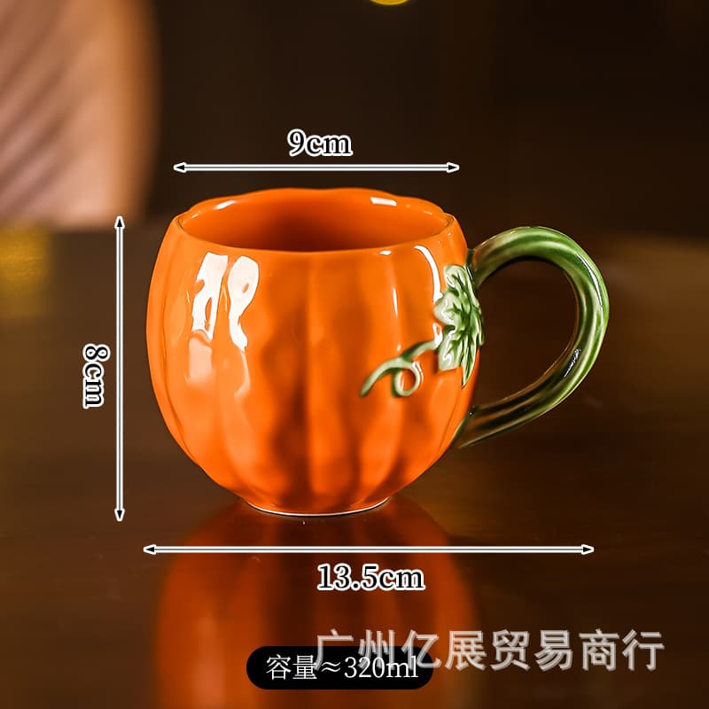 Creative Pumpkin Ceramic Mug Christmas Gift Cup Household Breakfast Cup Ceramic Water Cup Wholesale Cross-border Christmas Style