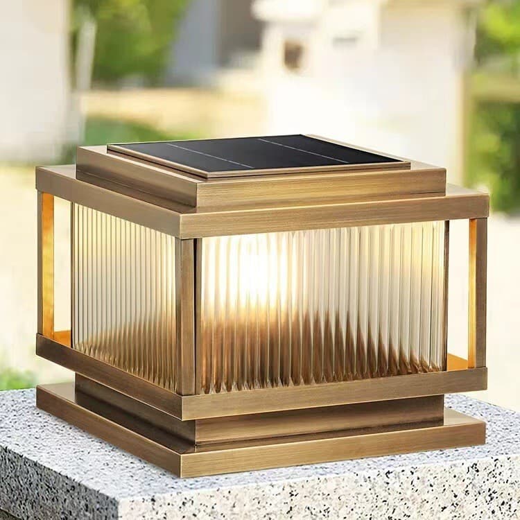 Solar Cap Light Wired Version All Copper Outdoor Villa Gate Garden Column Waterproof Wall Gate Light
