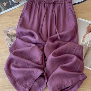 Summer Hot Sale Plus Size Breathable Cotton Linen Wide Leg Pants Women Old Money Style Thin Casual Trousers Straight Leg Cropped Cool Pants