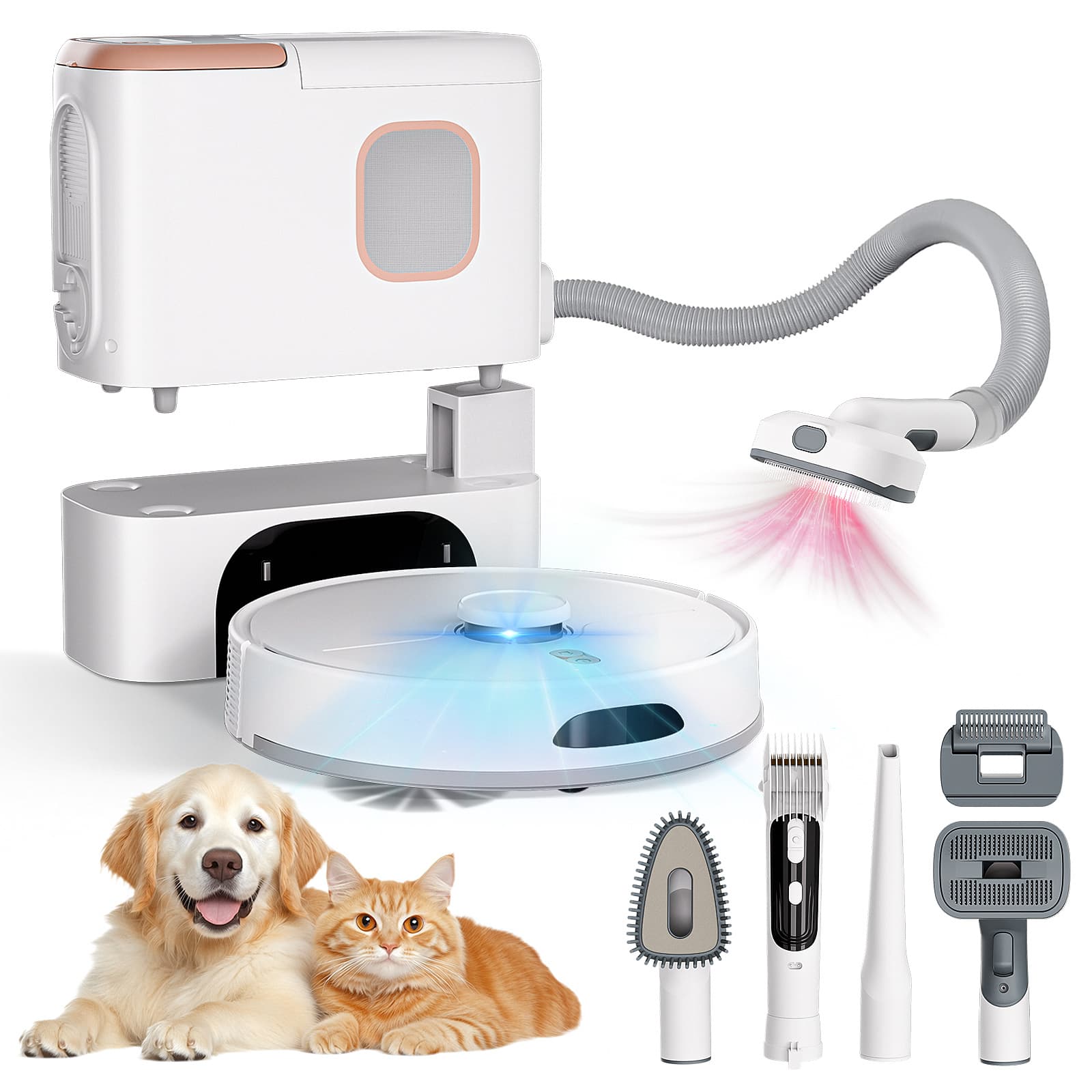 Robotic Vacuum Cleaner - Home Laser Navigation Robot Vacuum with Pet Accessories, Brush, and Hair Suction Tool