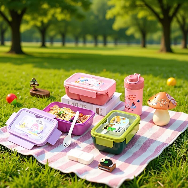 Hot New Lunch Box Kettle Set Student Portable Sealed Compartment Bento Box Children's Cute Cartoon Lunch Box