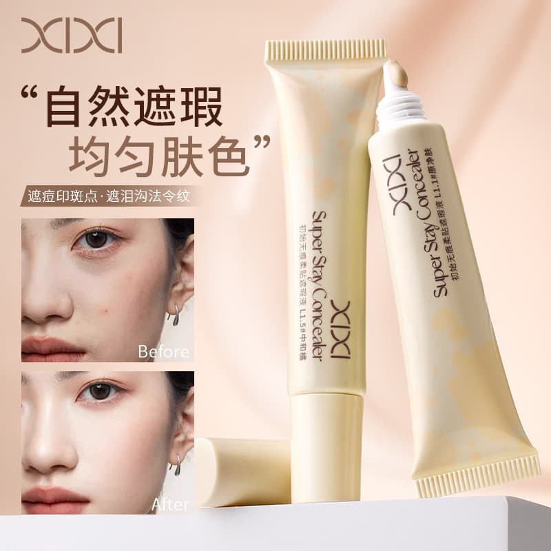 XIXI Initial Seamless Soft Concealer for Face Spots, Acne Scars, Dark Circles Coverage, Student Concealer