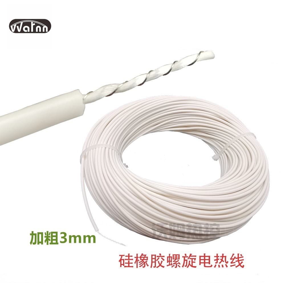 3mm odorless silicone spiral heating wire for electric blankets, incubation, breeding, and heating plates, available for retail.