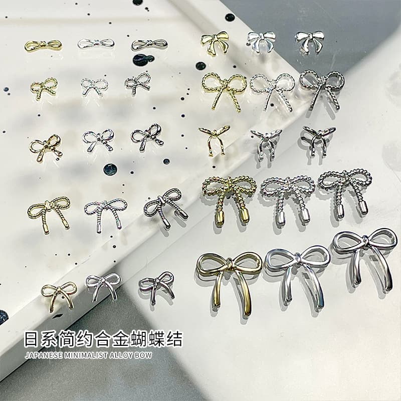 New alloy bow nail art accessories simple and versatile small fragrance diy wearable nail accessories wholesale