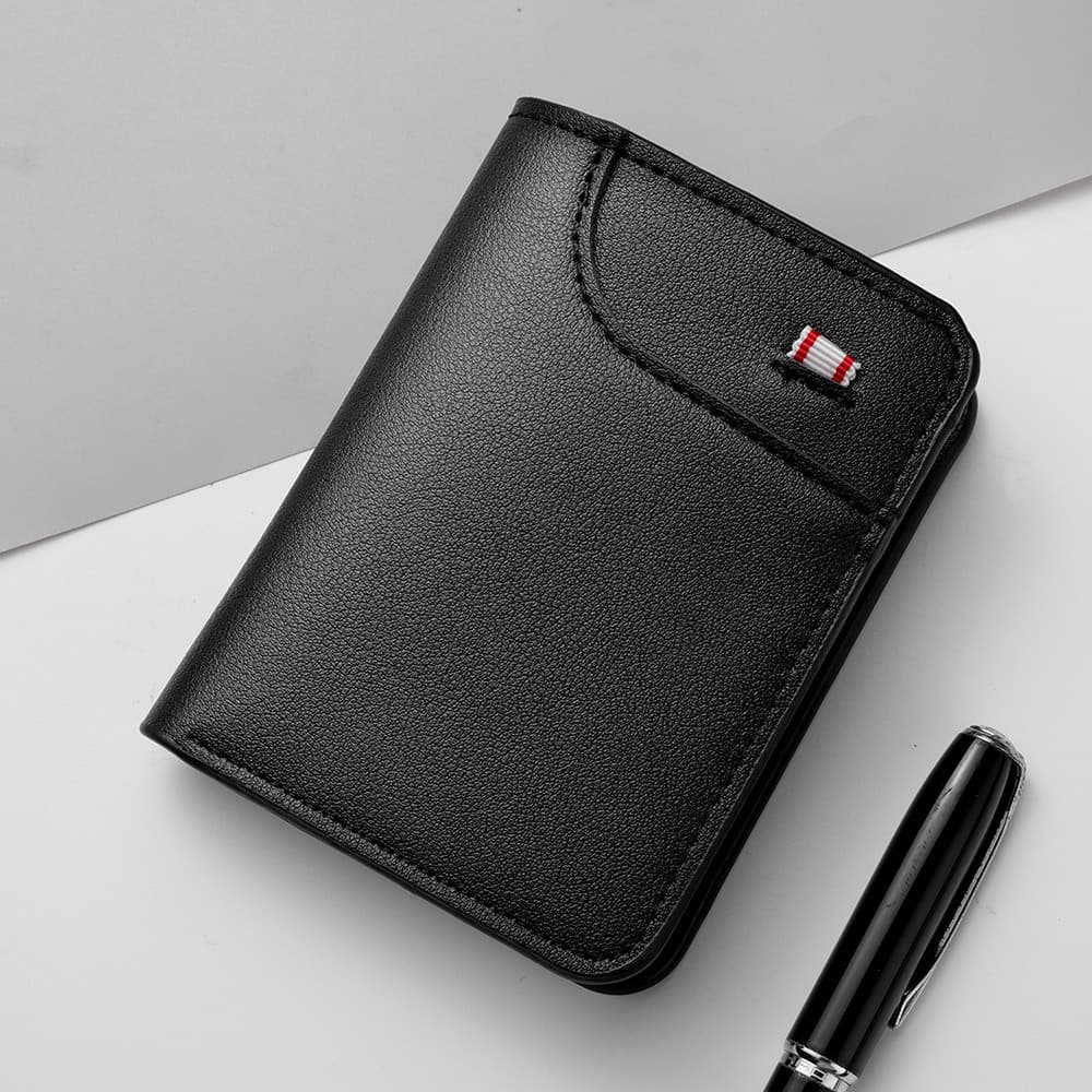 Vertical Men's Wallet Ultra-Thin Small Wallet Document Leather Case Men's Dollar Clip Mini Wallet Men's Card Holder