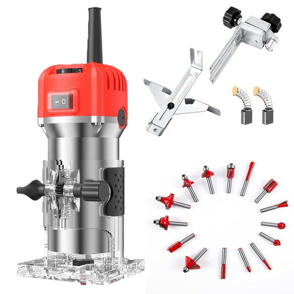 Factory Direct Cross-Border 6-Speed Aluminum Body Trimmer, Woodworking Slotting and Engraving Machine, Electric Wood Router Tool