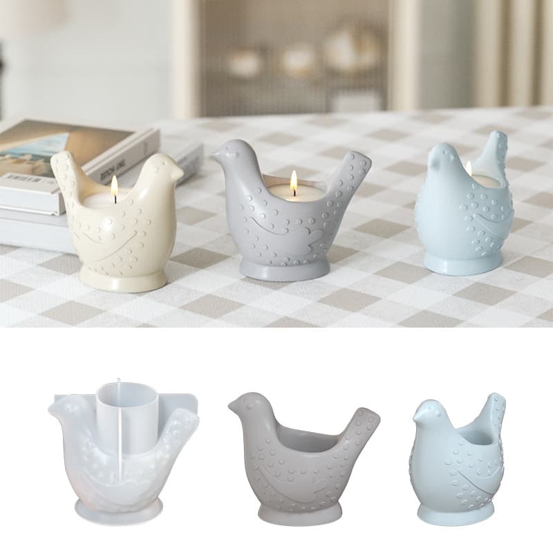 Dot Embossed Bird Storage Jar Candle Holder Silicone Mold DIY Aromatherapy Plaster Candle Container Base Epoxy Resin Mold