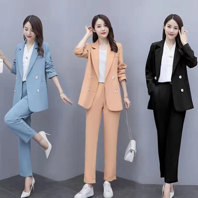 Plus Size 2026 Women's Suit Set New Korean Style Spring/Autumn Casual Elegant Fashion Office Wear Loose Fit Large Size Set