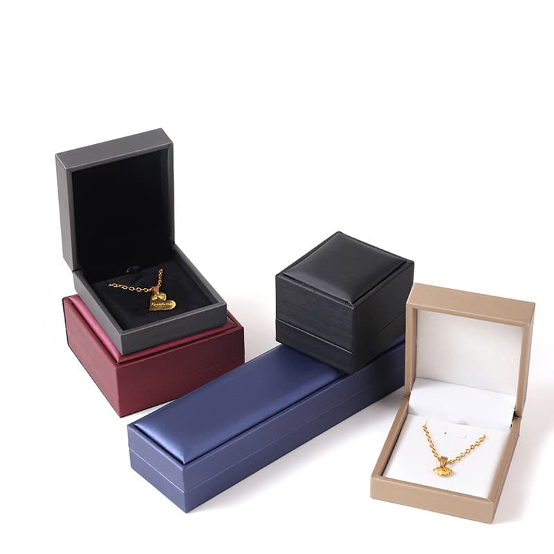 High-end Convex Edge Brushed PU Jewelry Box Ring Jewelry Necklace Pendant Box Gold Store Bracelet Right Angle Packaging Box Wholesale