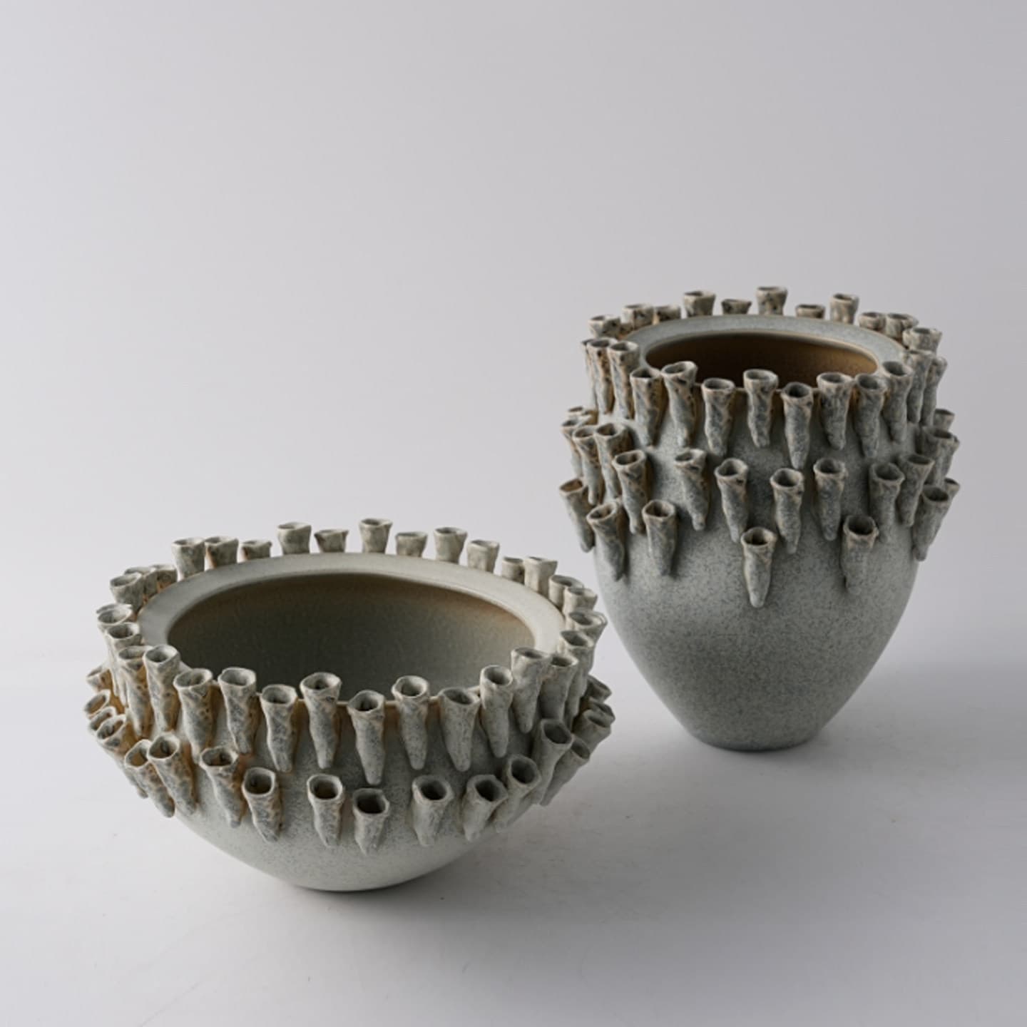 Jingdezhen ceramics hand-made cyan laminated art vase ornaments wabi-sabi style model room flower ornaments