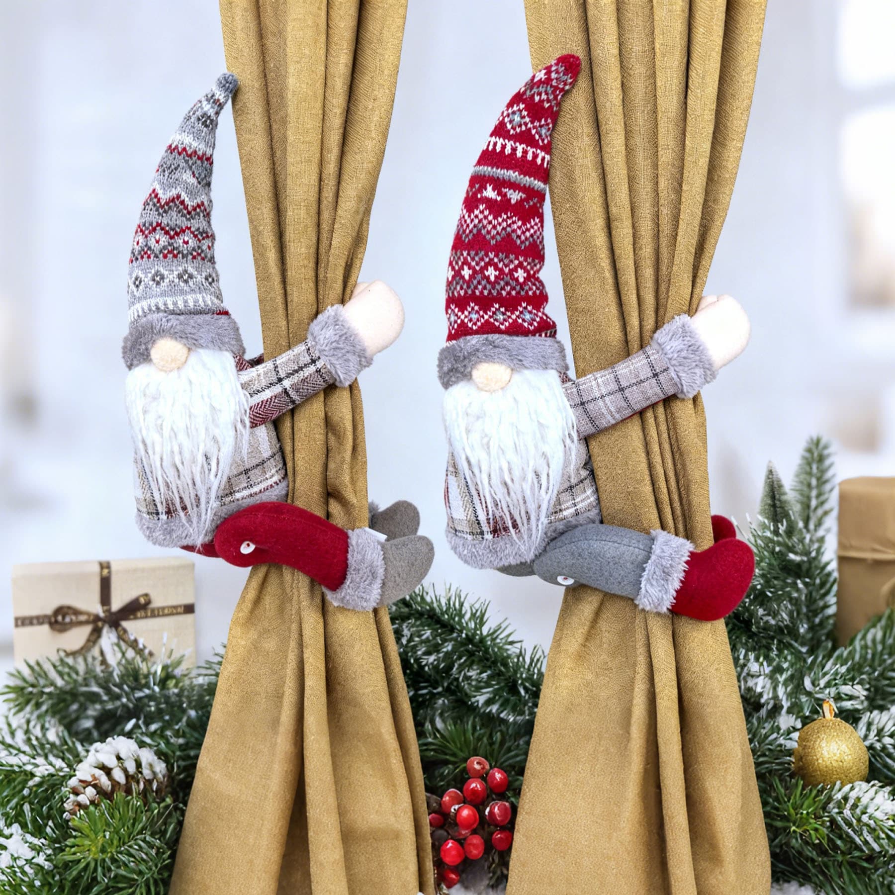 Cross-border new Christmas decoration supplies, curtains, door curtain buckles, holiday home curtain decorations, scene layout