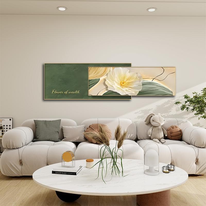 High-end crystal porcelain extended decorative painting, aluminum alloy frame, living room, bedside, bedroom background wall hanging painting, flower 50180