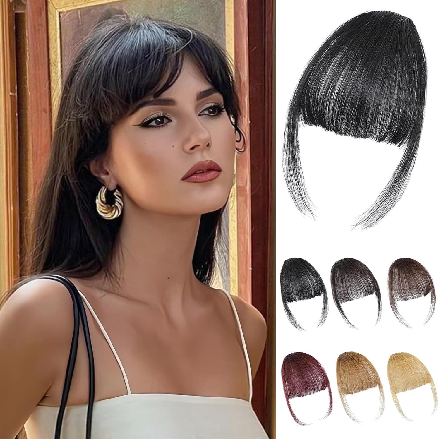 Full real hair wig with bangs overseas trade wig hair extensions Amazon best selling air bangs sideburns European and American wig