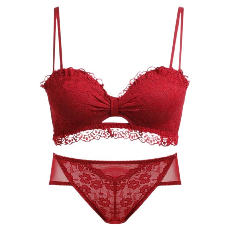 Original Authentic Red Series Intimates for Women in the Year of the Snake, Wedding Bride, Small Breast Push-Up Bra and Intimates Set