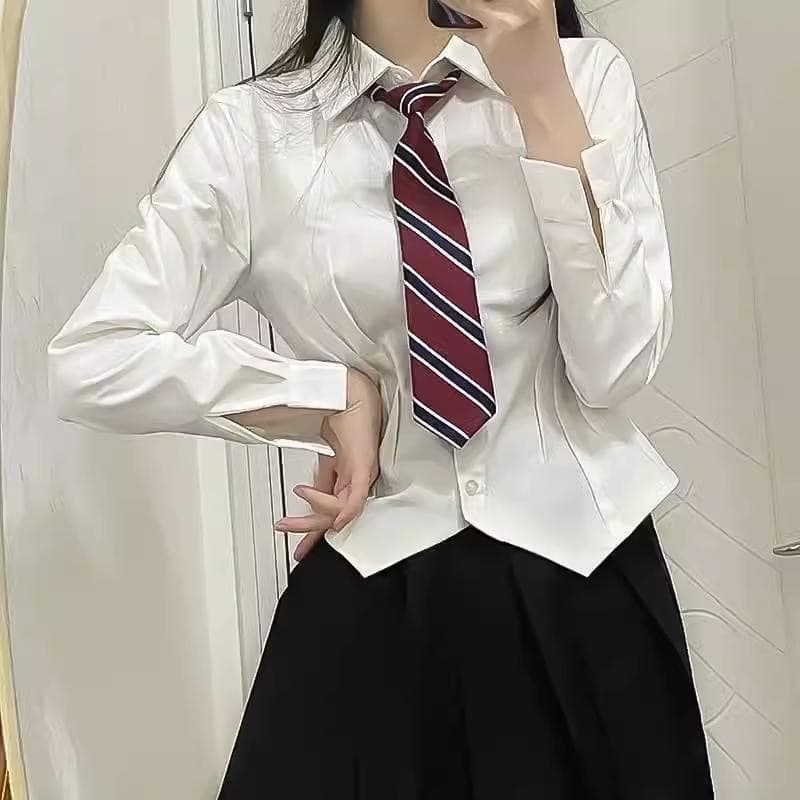 Waist-Cinching Slimming Bust-Enhancing White Shirt Japanese JK Uniform Cute and Sexy Style Spicy Girl Sexy Slim Fit Women's Shirt Set