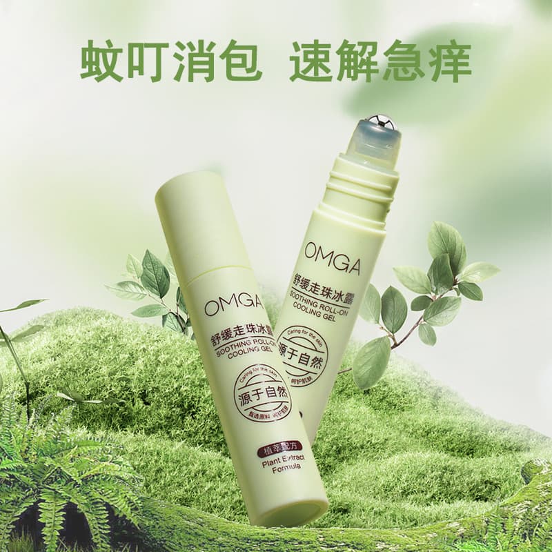 OMGA Soothing Roll-On Ice Gel, Mosquito Bite Prevention, Cooling and Moisturizing, Portable Unisex Roll-On Gel