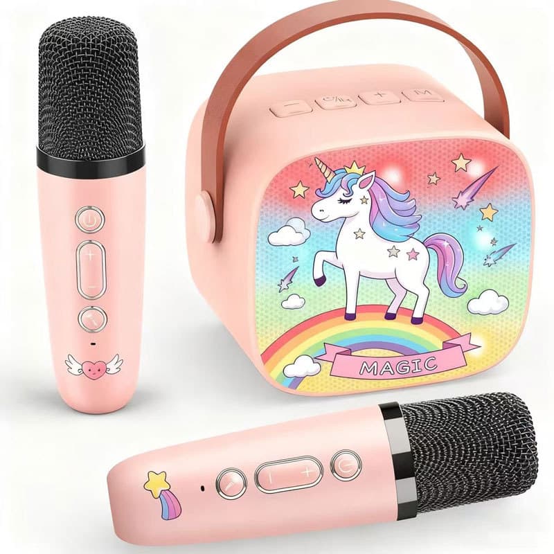 Wireless Bluetooth Speaker with Subwoofer, Karaoke Microphone All-in-One, Portable Mini Speaker for Outdoor Use