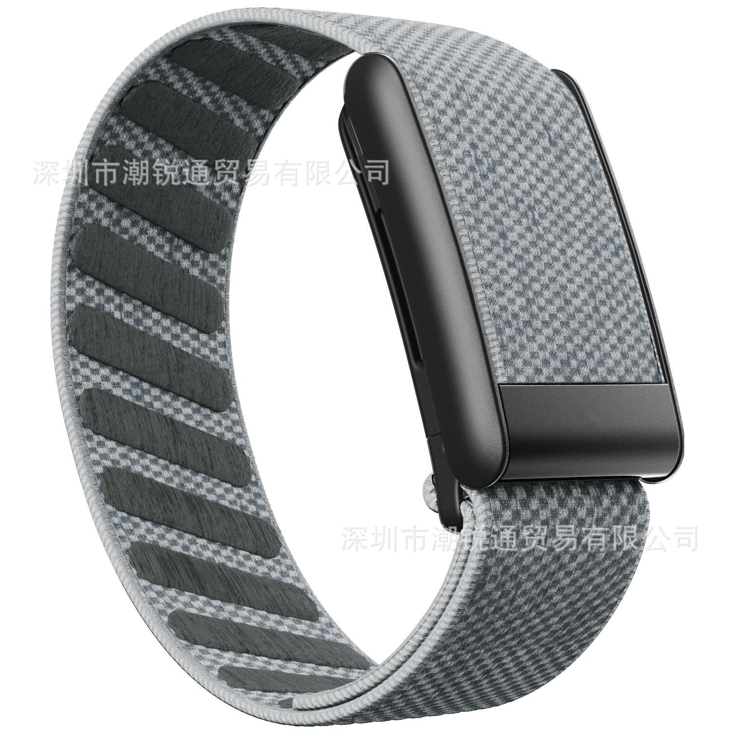 Cross-border hot selling compatible WHOOP 5.0 nylon elastic strap MG wristband with black silver gold shiny metal U frame