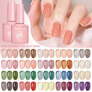 Nude Icy Translucent Nail Gel, Coconut Tea Jelly Color, Trending Ice Skin Nail Polish, Wholesale for Nail Salons